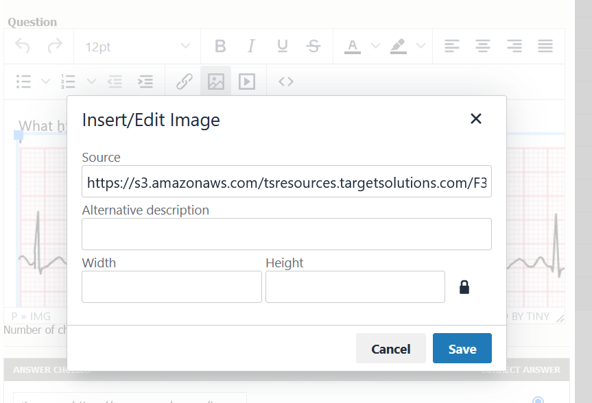 How do I embed/add an image into a test question?
