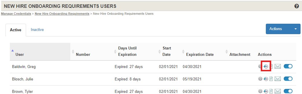 Credential History