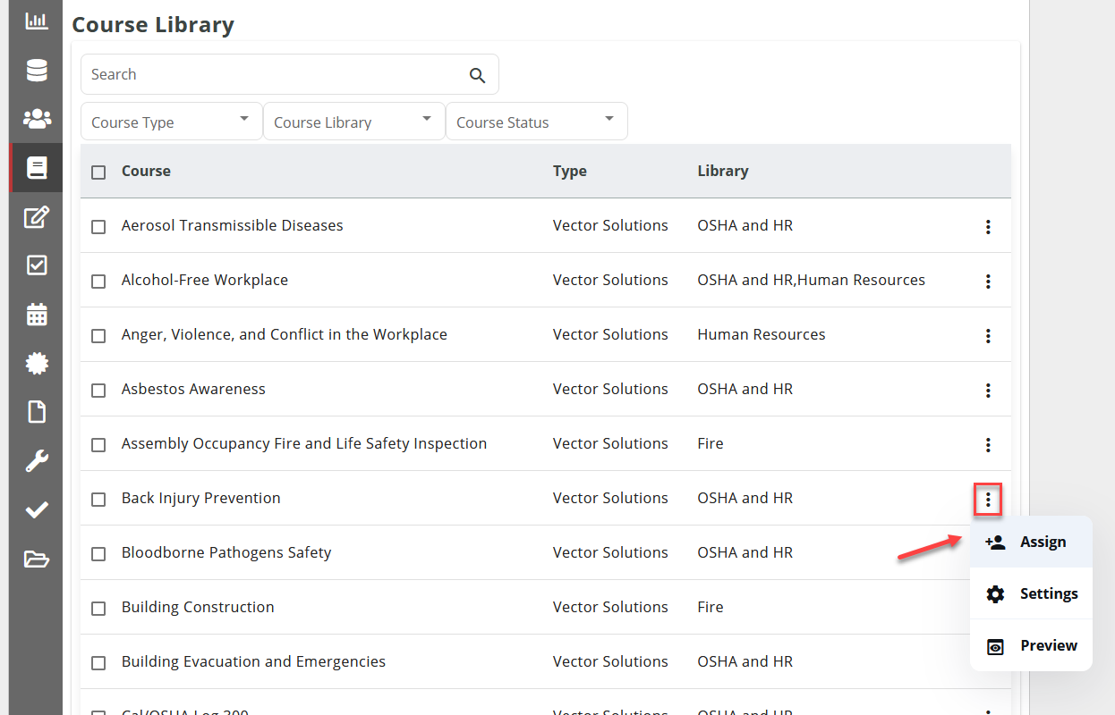 Preview and Assign Courses from the Course Library