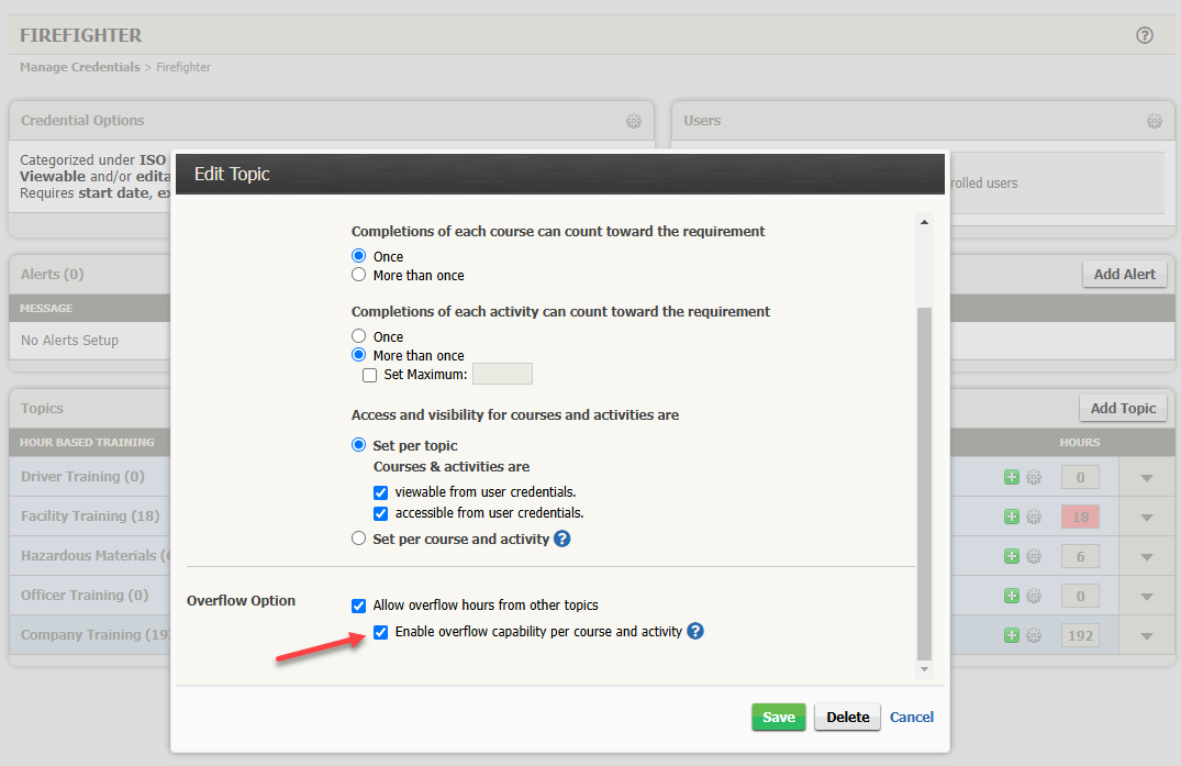 Using Granular Overflow Settings in ISO Training Trackers