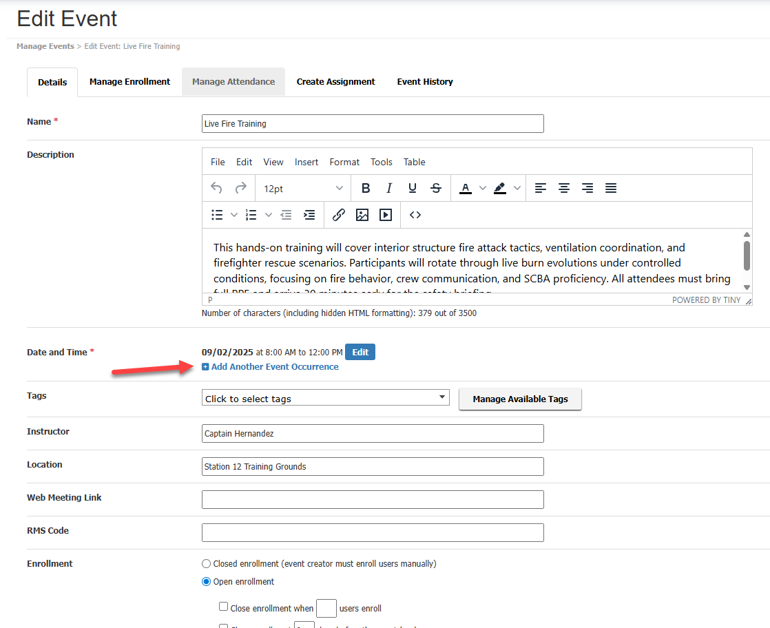 Creating and Managing Multiple Occurrence Events