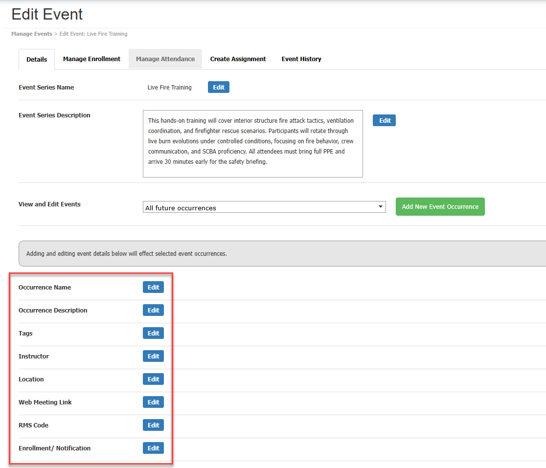 Creating and Managing Multiple Occurrence Events
